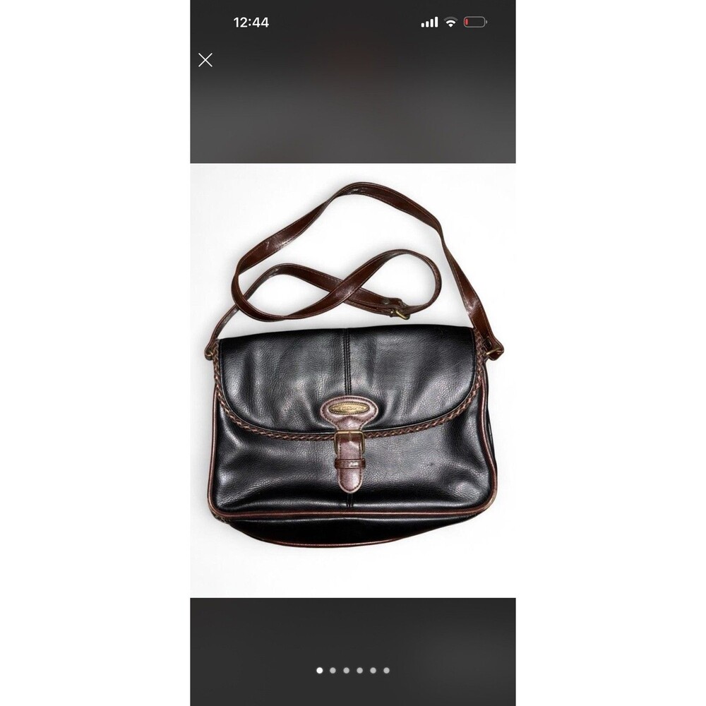 Vtg Liz Claiborne Black And Brown Crossbody Purse Clasp 90s